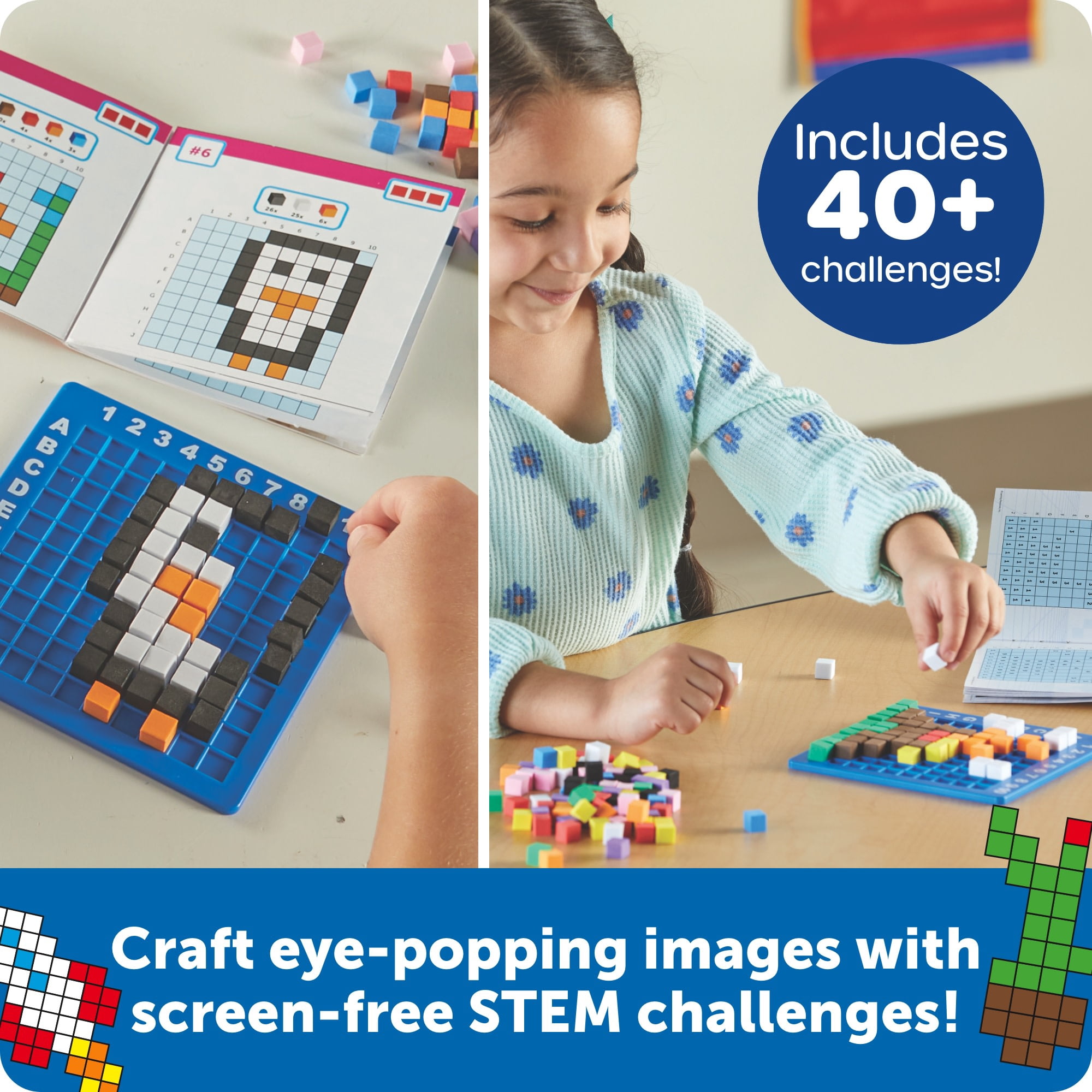 Learning Resources STEM Explorers Pixel Art Challenge - Science & STEM Activity Sets for Kids, Ages 5+
