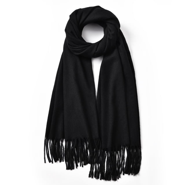 Bufanda de invierno Clothirily Fashion, chal de cachemir con tacto negro