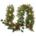 thumbnail image 2 of 6.3 FT Christmas Garland with 30 LED Lights & Berries - Cedar Garland, Norfolk Pine Greenery Garland, Garland for Thanksgiving Christmas, Christmas Decorations for Mantle Wall, 2 of 7