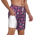 thumbnail image 3 of Picia red Skull flower pattern Mens Swim Trunks with Compression Liner Stretch Beach Shorts Quick Dry with Zipper Pockets No-Chafing Board Shorts-3X-Large, 3 of 9