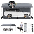 thumbnail image 3 of Hoteel 10x20 Pop Up Canopy-Easy Up Carport Canopy with One Push Setup-Outdoor Sun Shade&Waterppof Tent for Parties, Camping, Events-with 2 Sidewalls,Portable Bag,4 Weight Bags,4 Ropes&10 Stakes,Gray, 3 of 10