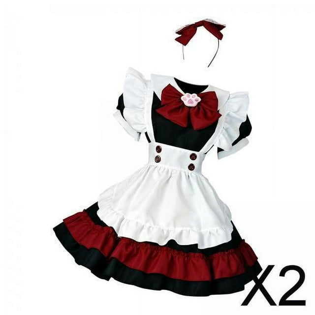 BELOVING 2x Ensemble de Costume Maids en Français avec Tablier, Robe Déguisement pour Femmes
