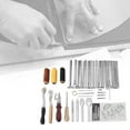 thumbnail image 4 of Kit de herramientas manuales para manualidades de cuero, 48 Uds., para coser, punzonar, tallar trabajos, 4 of 14