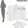 thumbnail image 3 of Commode à 6 Tiroirs avec Station de Recharge et Tablette de Rangement, Commode en Bois avec 5 Pieds en Métal, 3 of 7