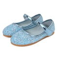 thumbnail image 6 of Quealent Mary Jane Flats for Toddler Girls Little Kids Glittery Dress Princess Wedding Ballet Shoes Blue for Size 2, 6 of 8