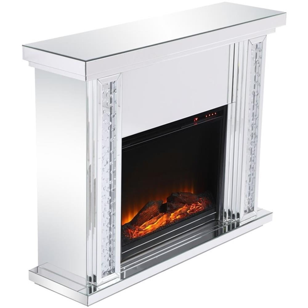 Bowery Hill MDF Clear Electric Fireplace Mantle Rectangular Adjustable LED 47.5" Unassembled