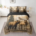 thumbnail image 2 of Manfei Cute Bear Deer 7-Piece Twin Bedding Sets,Jungle Wildlife Deer Bedding Comforter Set,Country Farmhouse Sheet Sets For Girls Boys,Luxury Bedroom Decor Reversible, 2 of 8