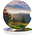 thumbnail image 1 of RYLABLUE Mountain Forest View Sunny Day Nature Scene Set of 6 Car Coaster for Drinks, Absorbent Ceramic Stone Coasters Cup Mat with Cork Base for Home Kitchen Room Coffee Table Bar Decor, 1 of 5