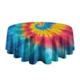 thumbnail image 5 of Colorful Rainbow Tie Dye Spiral Pattern Round Tablecloth 60"x60",Wrinkle Wipeable Table Cloth for Kitchen Dining Room Picnic Patio Party, 5 of 6