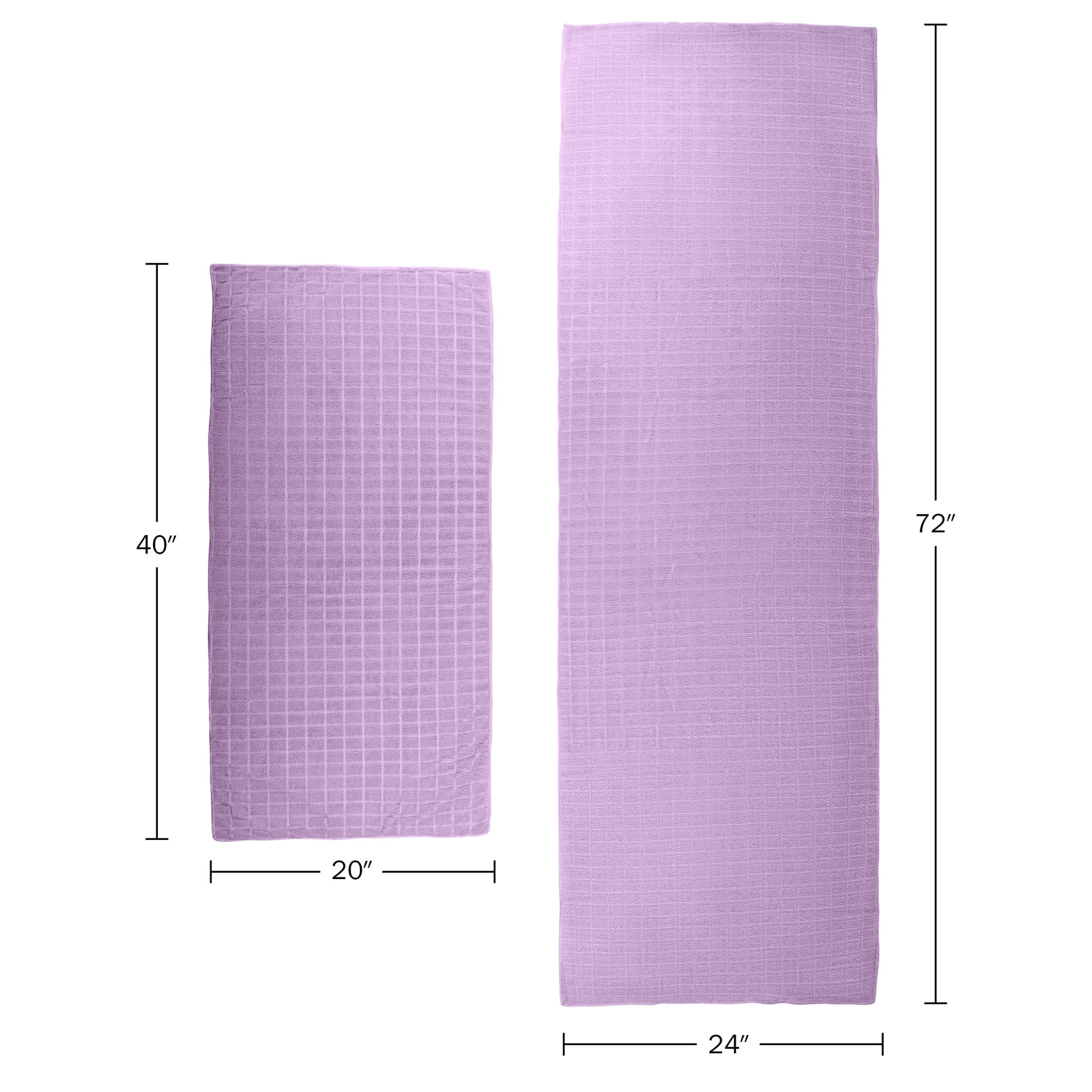 Wakeman Yoga Towel Set - 72x24 Towel for Hot Yoga and Pilates, Violet