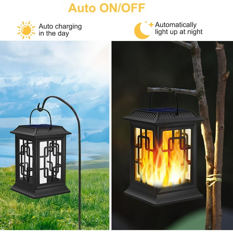 SZRSTH Solar Lanterns Outdoor Waterproof Hanging Flame Lights for