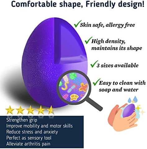 WLIKKS Stress Balls for Adults - 3 Squeeze Balls for Hand Therapy, Stress Relief & Strength - 3 Resistance Levels