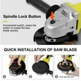 thumbnail image 4 of DEWINNER Cordless Angle Grinder, 8500 RPM Electric Grinder Power Tools, 20V Tile Grinder with 3.0 Ah Battery and Charge, Angle Grinder Tool with Gloves for Cutting, Grinding, Polishing, 4 of 9