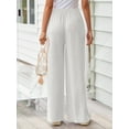 thumbnail image 5 of TEMOFON Pants for Women Wide Leg Linen Pant White Summer Casual Palazzo Flowy Pants with Pocket Drawstring Loose Lightweight Pants L, 5 of 10