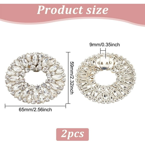 1box Alloy Rhinestone Shoe Decoration Detachable Shoe Buckle Clips with Iron Findings Oval 59x65x9mm 1 pair/box