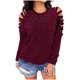 thumbnail image 1 of Moda para mujer, manga larga, cuello redondo, taladro caliente, mangas recortadas, blusa para mujer Pompotops  FGAJ12885, 1 of 5