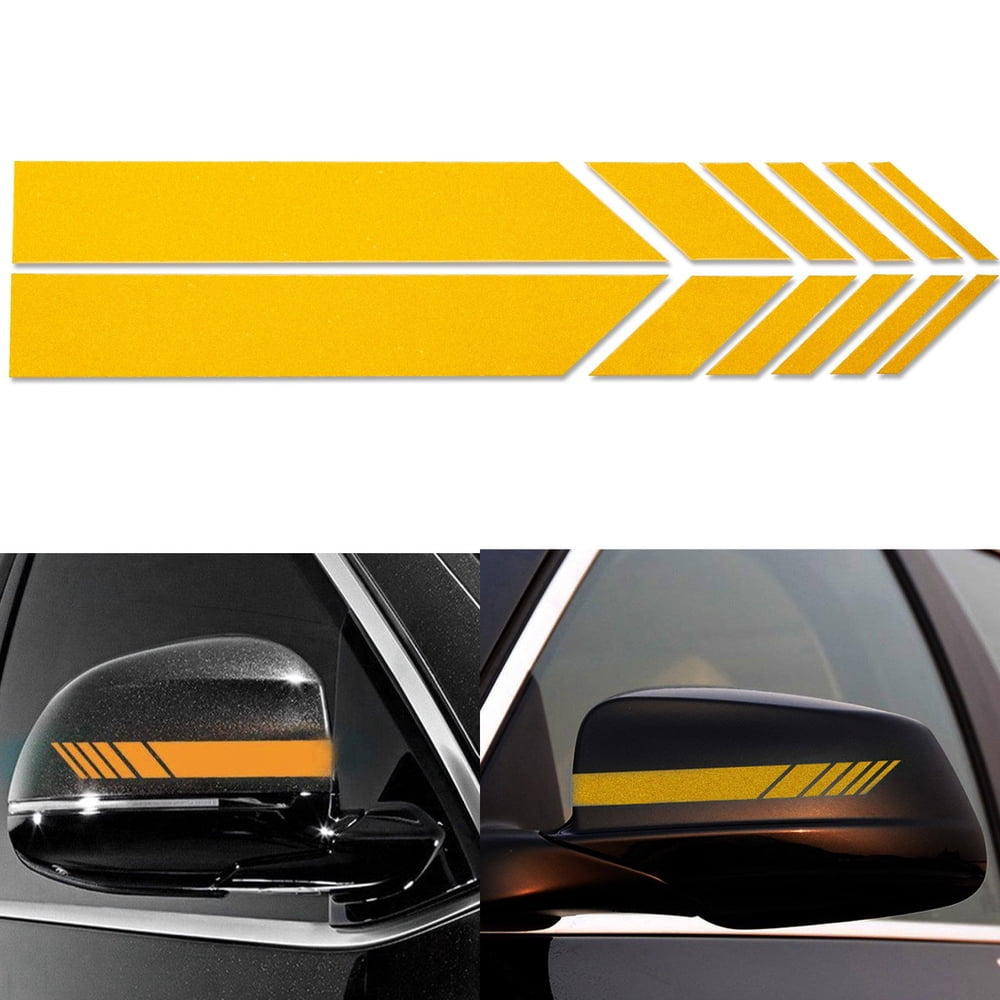 Xotic Tech 2pcs Orange Vinyl Decals Rearview Mirror Stripe Stickers for