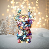 Anhility Christmas Colorful Bear Figurine, Bear Animals Statue Sculpture for Home Office Garden Decoration Cute Room Office Decor Gifts, 2.75x1.77x0.78in