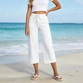 thumbnail image 5 of Lenpel Wide Leg Capri Jeans for Women Lounge Drawstring Pull on Baggy Cropped Denim Pants Stretch High Waist Denim Capris, 5 of 5