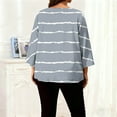 thumbnail image 5 of Women’s Oversize Stripe T-Shirt Summer Capris Sleeve Round Neck Loose Comfy Casual Outfit,Gray,L, 5 of 6