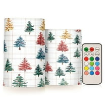 ALAZA Christmas Tree Checkered Pattern 2 PCs LED Flickering Flameless Candles with Remote Timer Battery Operated Candle
