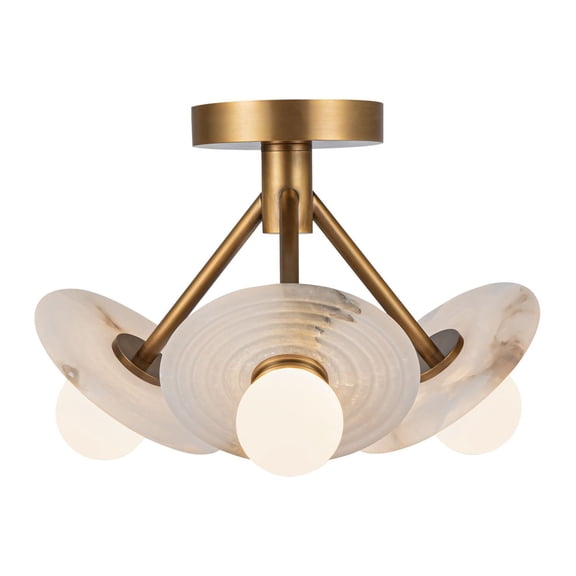 Alora Lighting Sf346313 Dahlia 13" Wide Led Semi-Flush Ceiling Fixture - Vintage Brass /