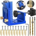 thumbnail image 1 of HFM Pocket Hole Jig Tool Kit for Carpentry, Pocket Hole Drill Guide Jig Set for 15° Angled Holes, Portable Wood Pocket Hole Screw Clamp System for Woodworking (black), 1 of 7