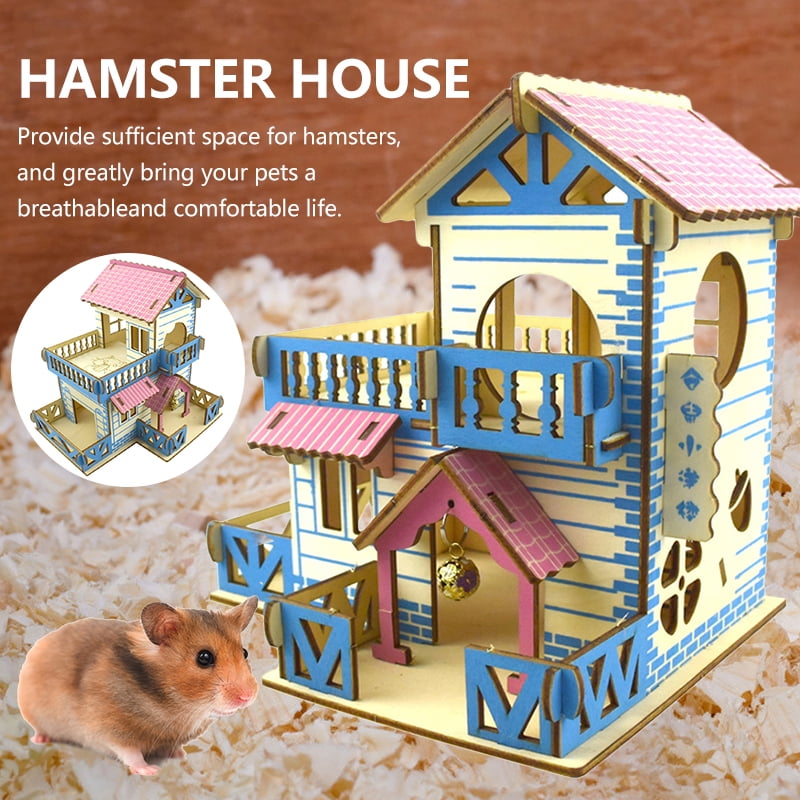 Akoyovwerve Pet Bed Hamster House Hideout Hut Double-Storey Pet Stairs