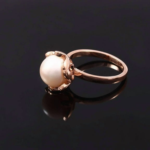 pearl ring carved flower pearl freshwater pearl lotus shape 925 silver engagement ring Wedding Band, Dainty Pearl Ring for wedding