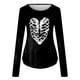 thumbnail image 5 of Camiseta de manga larga de esqueleto de Halloween para mujer, diseño que brilla en la oscuridad con caja torácica y huesos de los brazos, perfecta para fiestas de disfraces, 5 of 5