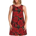 thumbnail image 1 of Balery Rose Flowers Vestidos de verano para mujer con estampado: vestido holgado sin mangas, vestido playero informal y cómodo para días calurosos., 1 of 7
