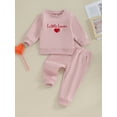 thumbnail image 2 of Bslissey Valentine's Day Toddler Baby Boys Girls 2Pcs Outfits Long Sleeve Shamrock/Heart Embroidery Sweatshirt + Pants 6M 9M 12M 18M 24M 3T Infant Casual Long Pants Set, 2 of 9