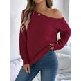 thumbnail image 6 of Crochet Tops for Women Off the Shoulder Sweaters Summer Long Sleeve Hollow Out Knit Beach Clothes, 6 of 9