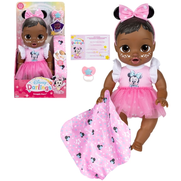 Disney Darlings Snuggly Stars Feature Baby Doll Inspired By Minnie Mouse Black Hair, Brown Eyes