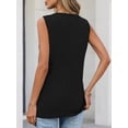thumbnail image 6 of Women's Tunic Tank Tops Loose Fit Pleated V Neck Sleeveless Plain Tshirts Summer Casual Tanks (L, Black), 6 of 6
