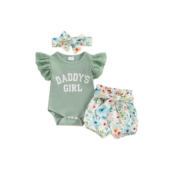 Nicoxijia Ribbed Short Sleeve Romper Floral Shorts Floral Rompers Material, 3 Pack