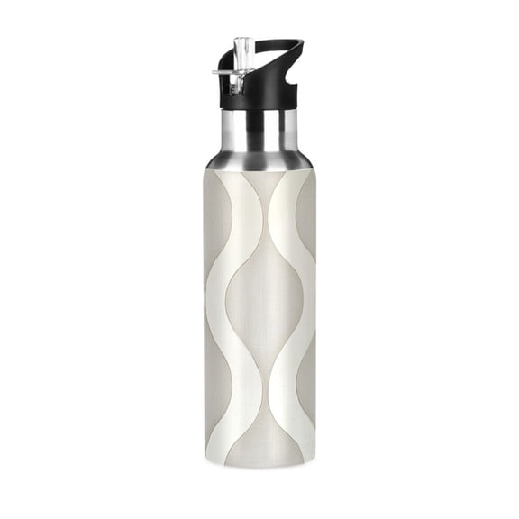 Yayeee 20oz Insulated Water Bottle Double Wall Stainless Steel with Flip Straw Lid, Light Gray Pattern