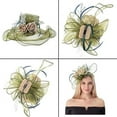 thumbnail image 6 of Women Sun Hat with Mesh Flower Decoration Wide Brim Hat Occasion Event Organza Fancy Church Dress Hat, 6 of 6