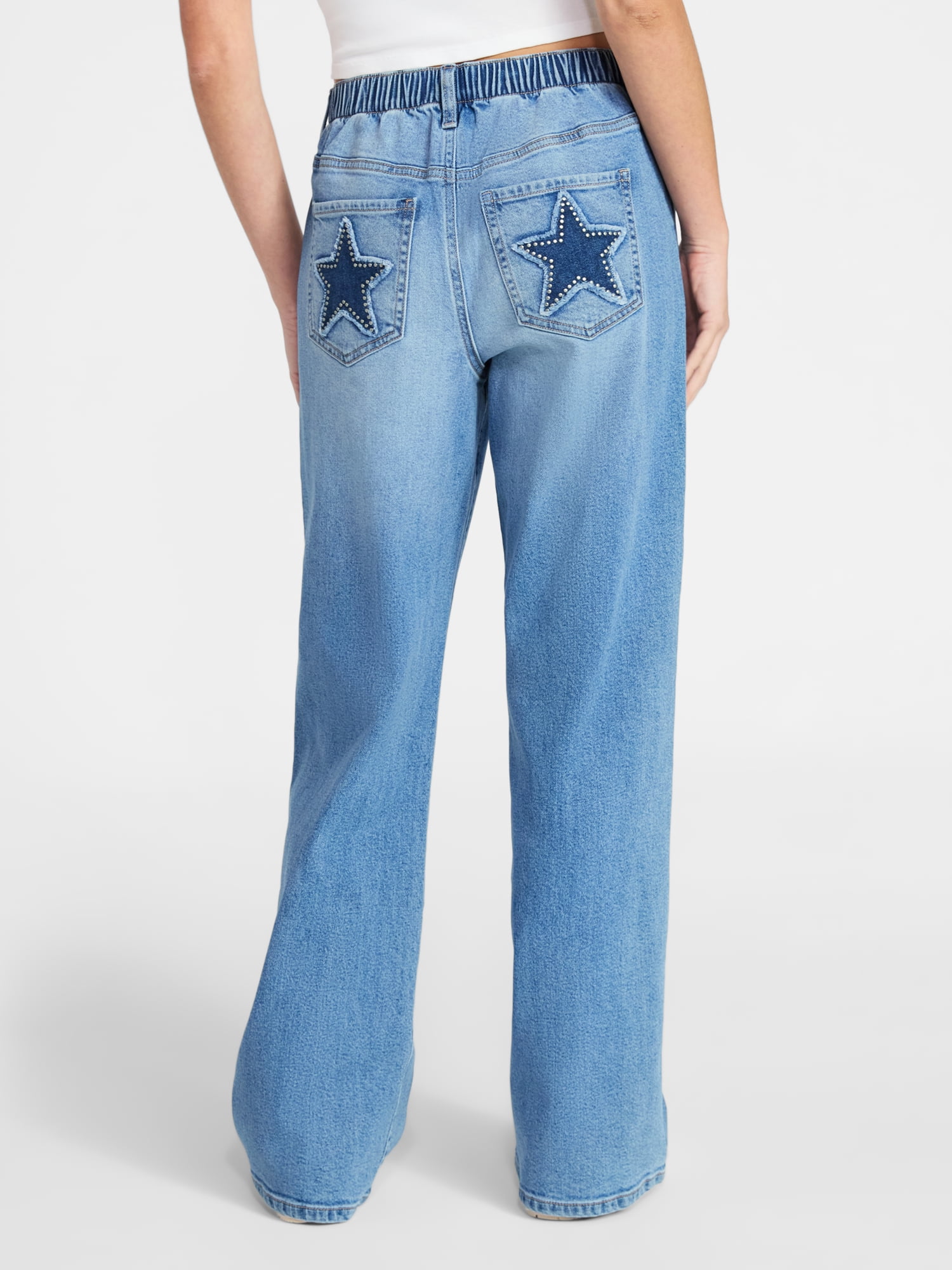No Boundaries High Rise Baggy Wide Leg Jeans, 32" Inseam, Women's and Women's Plus Sizes XXS-4X