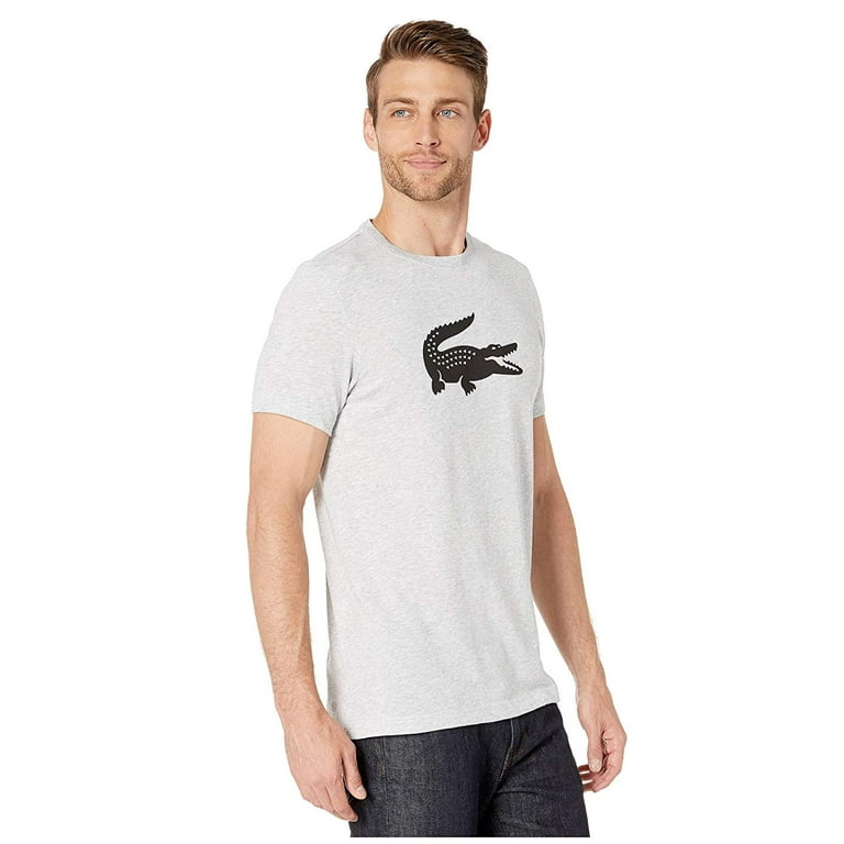 Lacoste Sport Oversize Croc Tech Jersey Tennis T-Shirt Silver Chine/Black