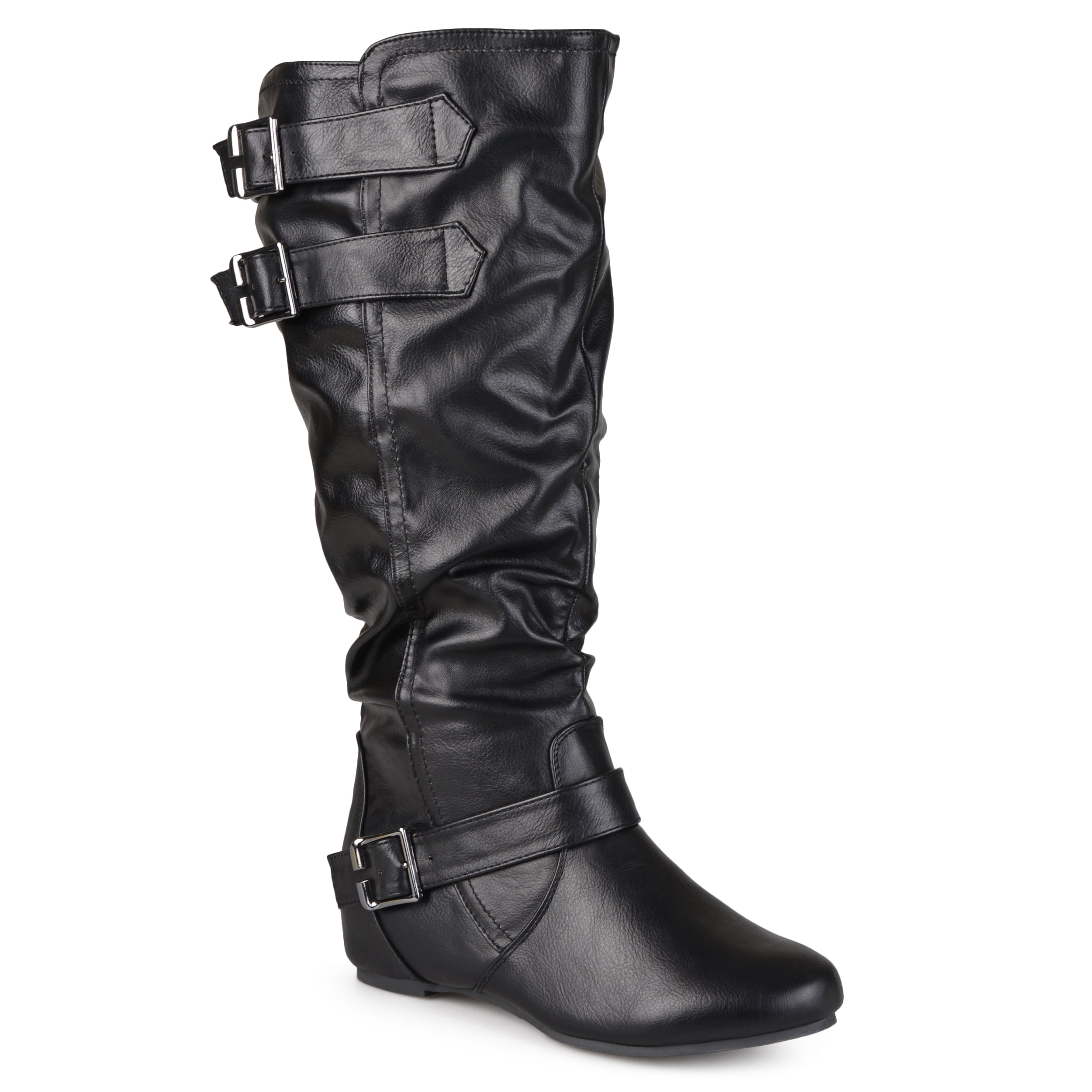 wedge boots with buckle