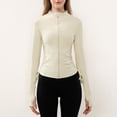 thumbnail image 1 of Ropa de yoga de otoño e invierno, corte ajustado, de moda, adelgazante, manga larga, cuello alto, para correr, con cremallera, top de fitness, abrigo deportivo para mujer, 1 of 5