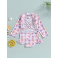 thumbnail image 4 of Bagilaanoe 1-5T Baby Girl One Piece Swimsuits Kids Rush Guard Swimshirts Quick Dry Long Sleeve Swim Shirt Toddler Swimwear Bathing Suit Ruffled Beachwear, 4 of 8