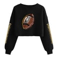 thumbnail image 2 of Cropped Sweatshirt for Women Football Graphic Crewneck Long Sleeve Drop Shoulder Loose Fit Game Day Clothes Sporty Fashion Short Length Top, 2 of 5