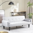 thumbnail image 3 of Yesfashion Folding Recliner Futon Couch Sleeper Set Futon Sofa Bed Convertible Couch Bed with Solid Wood Legs & Armrests Living Room Linen Sofa Bed for Bedroom Living Room, 3 of 9