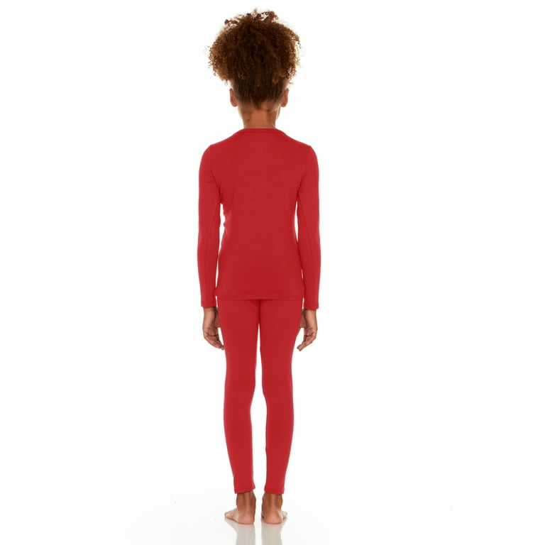 Thermajane Thermal Underwear for Girls Long John Set Kids (Red, X-Large) 