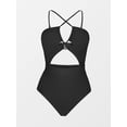 thumbnail image 4 of SMZ Women's One Piece Swimsuit Plunge Neckline Cutout Criss Cross Bathing Suit, 4 of 5