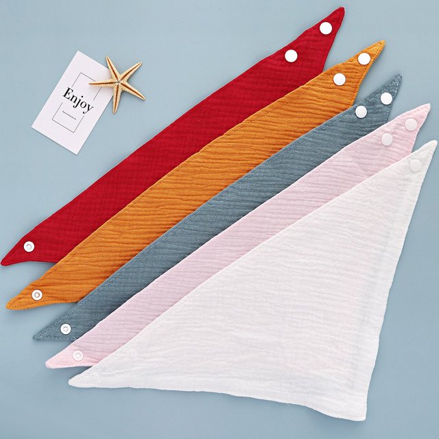 5Pcs Feeding Drool Bibs Cotton Accessories Newborn Solid Color Snap Button Soft Triangle Towel Baby Bandanas Bibs Baby Bibs5PCS He Qiyong unisex