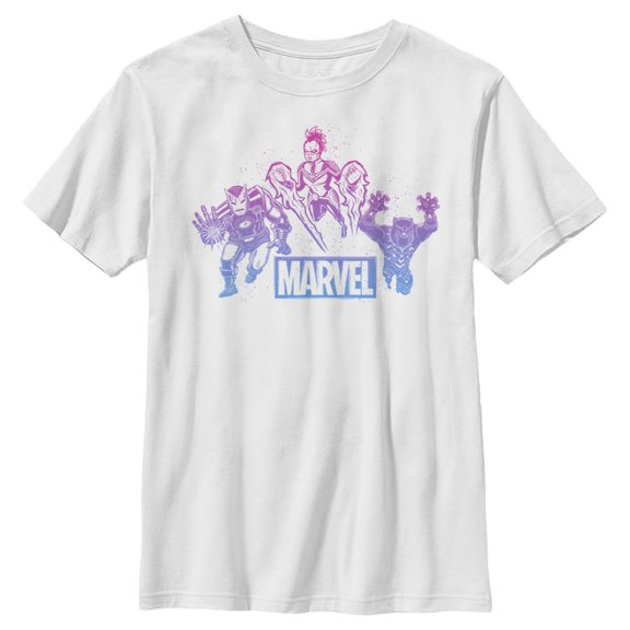 Boy's Marvel Classic Comic Book Heroes  Graphic Tee White Large