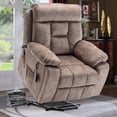 thumbnail image 3 of PAPROOS Oversized Electric Massage Lift Chair, Large Power Lift Recliner with Heat Therapy, Fabric Reclining Sofa with Remote, Hidden Cup Holder and Side Pocket for Elderly Seniors, Antique Brown, 3 of 15